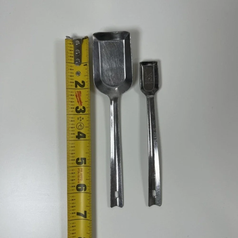 VTG Long Handle Shovel Style Stainless Measuring Spoon Set of 2 Japan‎ MCM 1950s